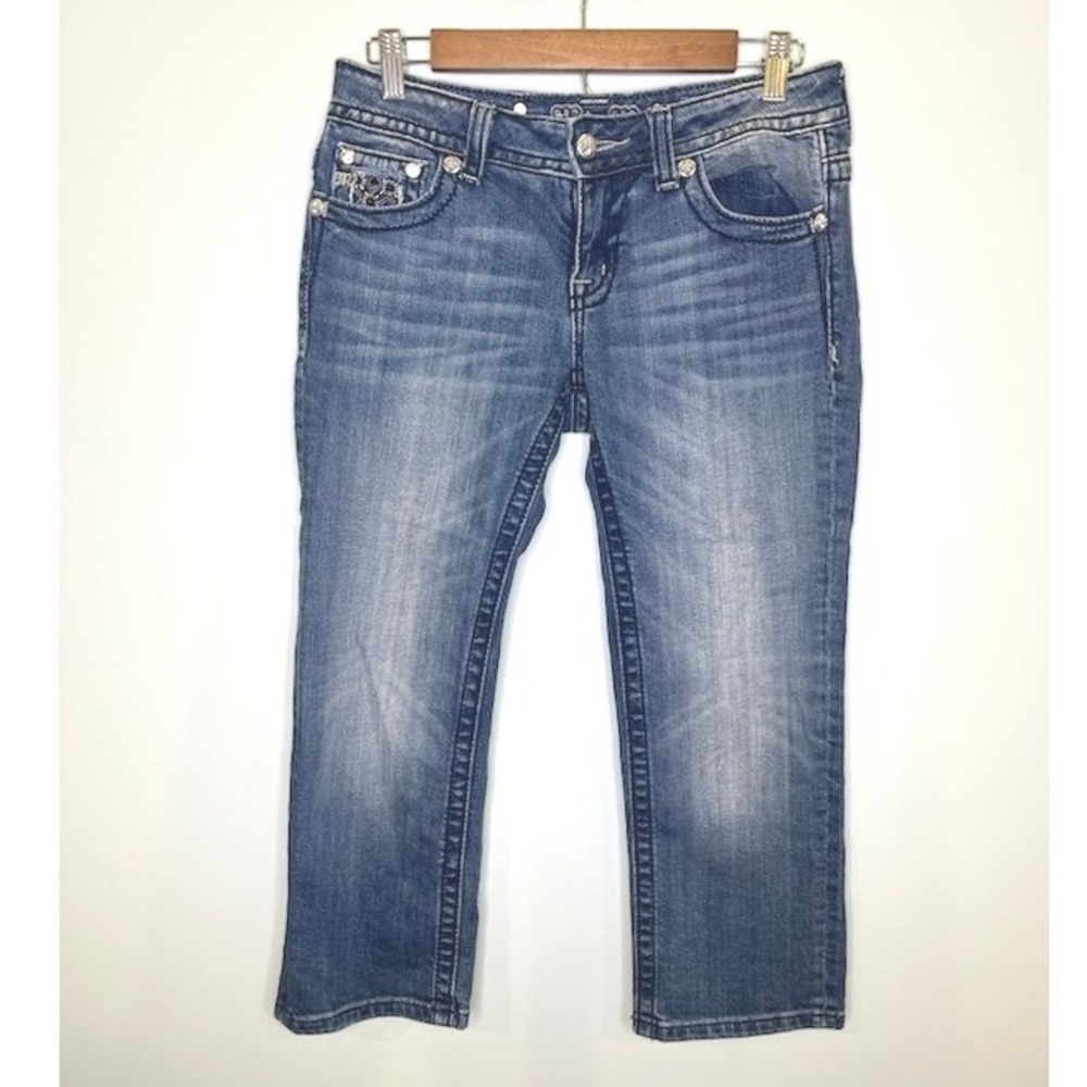 Miss Me Cuffed Capri Jeans 27 Pearl Studded Embellished Embroidered Y2K Western